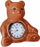 Keramik Figurenuhr: Teddybär für Kinder handbemalt Quarzuhr