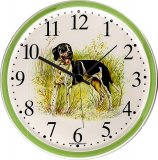 Keramik Wanduhr Hund Uhr Jagdhund Pointer Grünrand Quarzuhr