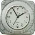 Keramik Küchenuhr Silberlüster, Funkuhr, Dekorfehler