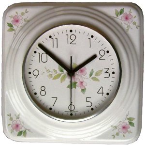 Keramik Küchenuhr Romance pink Blumen mit Funkuhr
