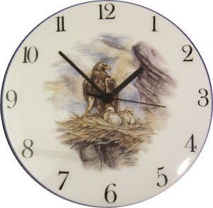 Keramik Wanduhr Tiermotiv Uhr Adlernest Quarzuhr