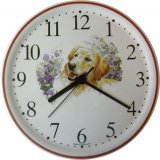 Keramik Hund Uhr Golden Retriever Braunrand Quarzuhr