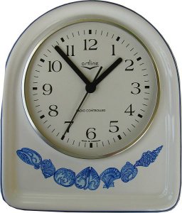 Keramik Küchenuhr Blaue Muscheln Maritim Dekor Funkuhr