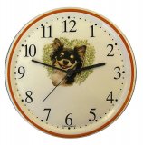 Keramik Wanduhr artline Hund Uhr Chihuahua Braunorange Rand Quar