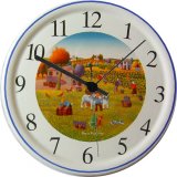 Keramik Wanduhr (Motiv Landschaft mit Pferden)