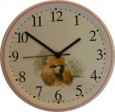 Hund Uhr Motiv Pudel Rosa-, beige- oder Rot-Rand handgem.Quarzuh