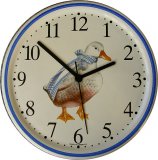 Keramik Wanduhr Motiv Ente extra gross mit Masche Quarzuhr