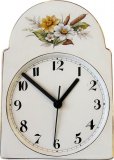 Keramik Schwarzwalduhr groß "Coppelia" Blumen Goldrand Quarzuhr