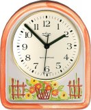 Keramik Küchenuhr "Gartenzaun" orange, Blumen handgemalt Funkuhr