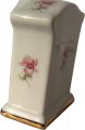 Porzellan Miniaturuhr weiß mit rosa Blumen, Goldzierung, Quarz E