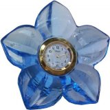 Kristall Blumenuhr hellblau, klar