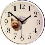 Keramik Wanduhr Motiv York-Shire Terrier Grünrand Quarzuhr