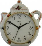 Keramik Kaffeekannen-Uhr Artline Früchte braun Braunzierung Funk