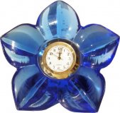 Kristall Blumenuhr blau, klar