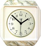 Keramik Küchenuhr hellgrün-beige Marmordekor, Funkuhr