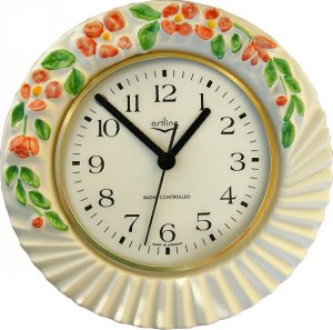 Keramik Küchenuhr "rote Blumen" Funkuhr