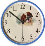 Keramik Wanduhr Artline Hund Uhr Bernhardiner Blaurand Quarzuhr