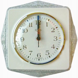 Keramik Küchenuhr "Silberlüster" handbemalt, Funkuhr