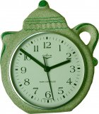 Kaffeekannen-Uhr grün rauh gespritzte m. Fehler Funk