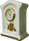 Porzellan Miniaturuhr Tor Form Goldrosen Goldrand handgem.Quarz