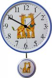 Keramik Kinder Uhr mit Pendel Giraffen Blaurand Quarzuhr