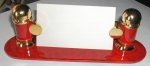 Foto & Kartenhalter Lachs farbig marmoriert Gold poliert
