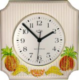 Keramikuhr Ananas,Banane,Orange handbem.Keramik Funkuhr