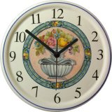 Keramik Wanduhr "Früchteschale mit Blumen"