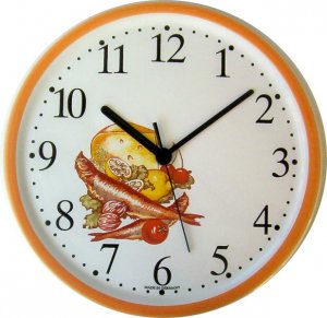 Keramik Wanduhr (Motiv Tisch mit Käse und Fisch)