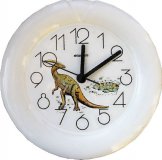 Keramik Wanduhr Motiv Dino, langhalsig Quarzuhr