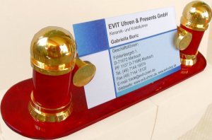 Foto & Kartenhalter Lachs farbig marmoriert Gold poliert