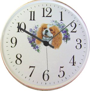 Keramik Katzen Uhr King Charles Pekinez Beigerand Quarzuhr