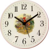Keramik Wanduhr (Motiv Hahn mit Küken) Quarzuhr
