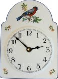 Keramik Schwarzwalduhr, mittelgroß, Vogeldekor, Quarzwerk