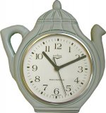 Keramik Kaffeekannen-Uhr "Flaschengrün Zweischichtmetall" Funkuh