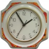 Keramik Küchenuhr Gold Kariert Tapetendekor Funkuhr