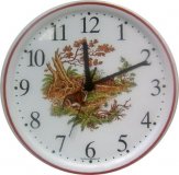 Keramik Wanduhr Tiermotiv Hase mit Baum Quarzuhr