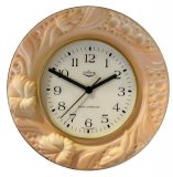 Keramik Küchenuhr Relief große Blumenbeige Funkuhr