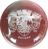 Kristall Souvenir Briefbeschwerer, rund, Bayernwappe