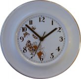 Keramik Wanduhr goldene Schmetterling fehlerhaft Quarzuhr