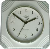 Keramik Küchenuhr Silberlüster handgemalt Junghans Mega Funkuhr