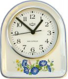 Keramik Küchenuhr "Morning Glory" Blaurand handgem.Funkuhr