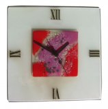 Glas Wanduhr, viereckig, rotes Quadrat, römische Ziffer, Quarzuh