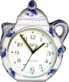 Kaffeekannen-Uhr Zwiebeldekor blaue Zierung Artline Funkuhr