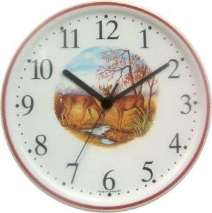 Keramik Wanduhr (Motiv trinkende Rehe)