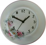 Keramik Küchenuhr rund Rosen groß assimetrisch Quarzuhr