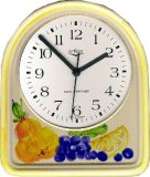 Keramik Küchenuhr "Birne-Zitrone-Trauben" Gelbrand, Funkuhr