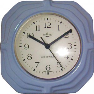 Keramik Küchenuhr Mittelblau Puddingfarbe Funkuhr