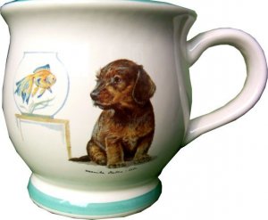 Tassen gewölbt mit Hunde-Puppies sortiert 6-er Set