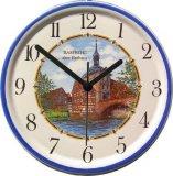 große runde Uhr Motiv Bamberg handgemalter Rand Quarzuhr